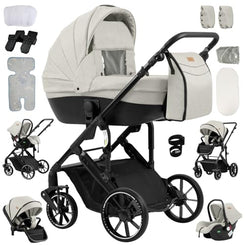 Reenborn 3-in-1 Kinderwagen, Buggy mit zwei umkehrbaren Schiebemodi, Kinderwagen mit Gestell aus Aluminiumlegierung, Babywagen, 3-in-1 Komplettset mit Ein-Klick-Faltmechanismus 