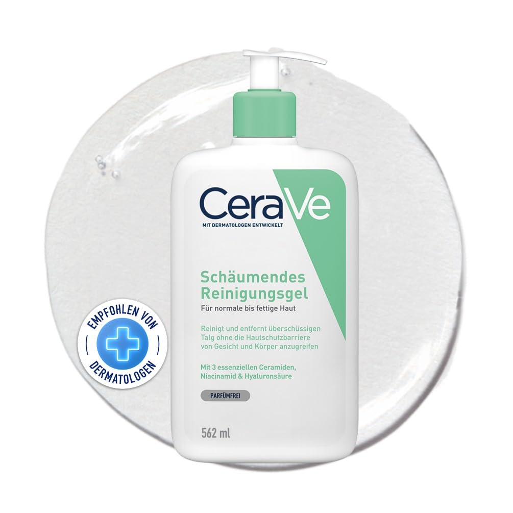 CeraVe Schäumendes Reinigungsgel und Feuchtigkeitslotion, Mit Hyaluronsäure, Für Gesicht und Körper, Ohne Duftstoffe, Auch bei Neurodermitis und Allergien, 473 ml + 88 ml