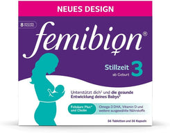 Femibion ​​3 Stillzeit, Tägliches Nahrungsergänzung für die Laktation, Mit Cholin, DHA, Folsäure, Metafolin, 8-Wochen-Pack, 2 x 56 Stück 