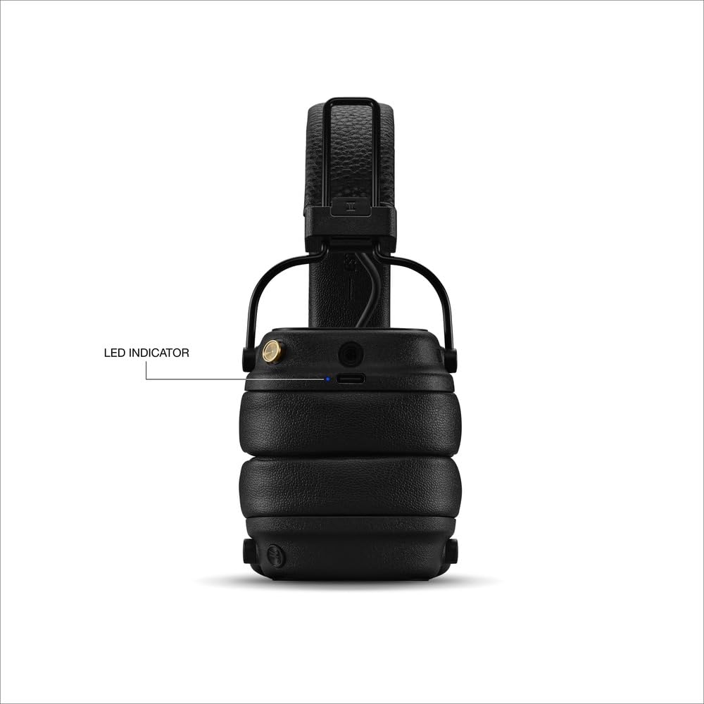 Marshall Major V Bluetooth-Kopfhörer, 100 Stunden Akkulaufzeit – Schwarz 