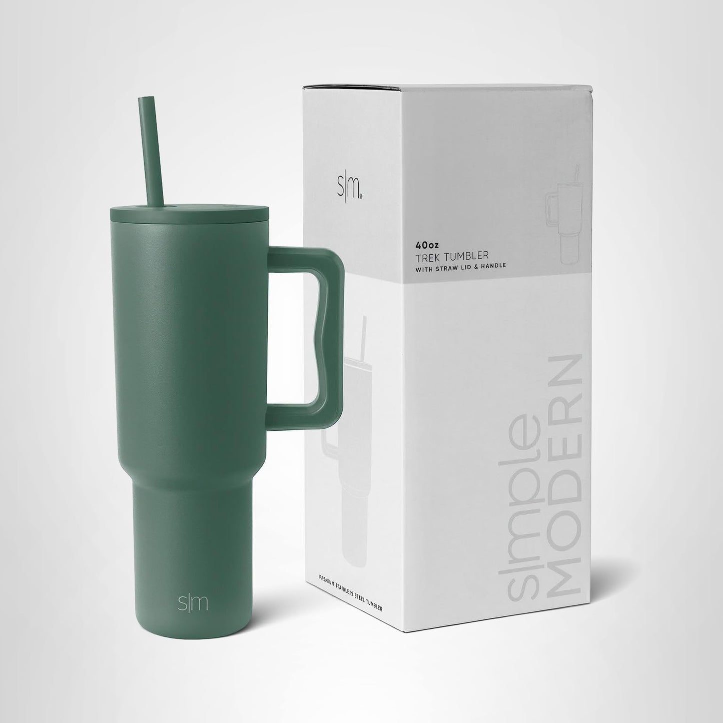 Simple Modern Thermobecher mit Strohhalm und Griff | Isolierter Edelstahl-Trinkbecher Eiskaffee-Reisebecher