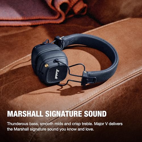 Marshall Major V Bluetooth-Kopfhörer, 100 Stunden Akkulaufzeit – Schwarz 