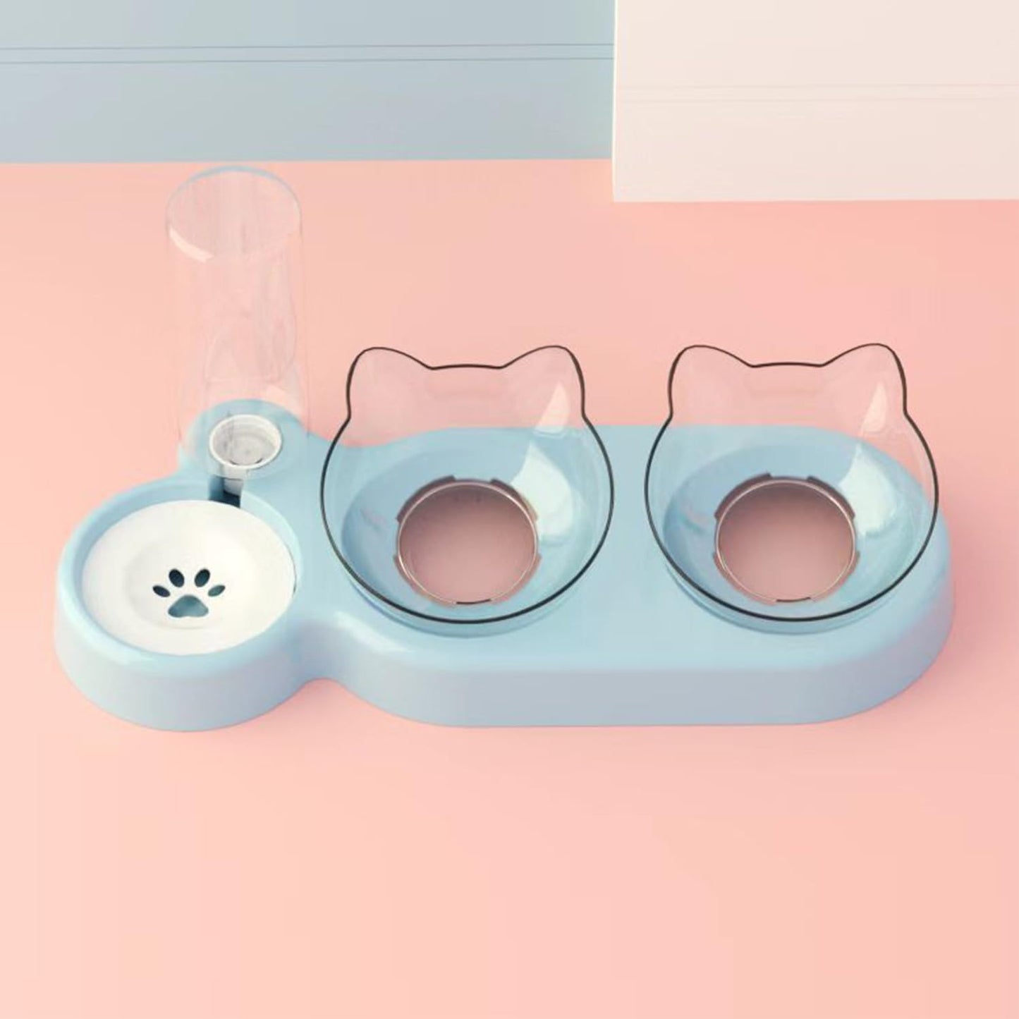 Katzennapf-Set mit Wasserspender | Automatischer Trinkbrunnen für Katzen und Hunde 