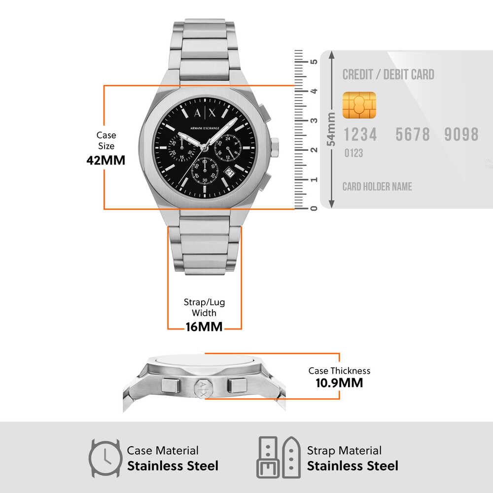 Armani Exchange Herrenuhr, Quarz-Chronographenwerk