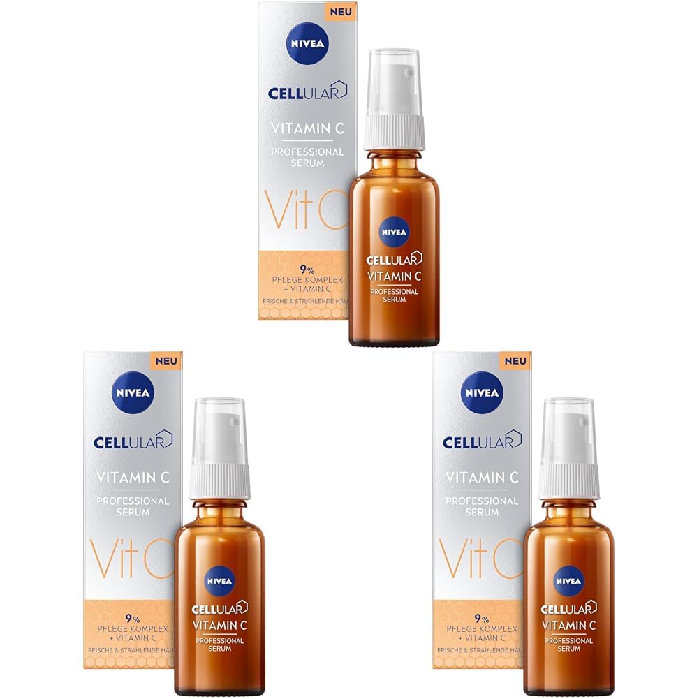 NIVEA Cellular Professional Serum Vitamin C (30 ml), Feuchtigkeitsspendendes Vitamin-C-Serum, Anti-Falten-Serum für einen ebenmäßigeren und strahlenderen Teint 