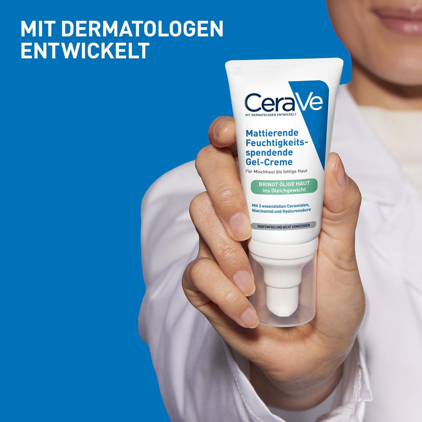 CeraVe Mattierende Feuchtigkeitsgel-Creme für fettige und ölige Haut, mit Hyaluronsäure, Ceramiden und Niacinamid, langanhaltend feuchtigkeitsspendend 