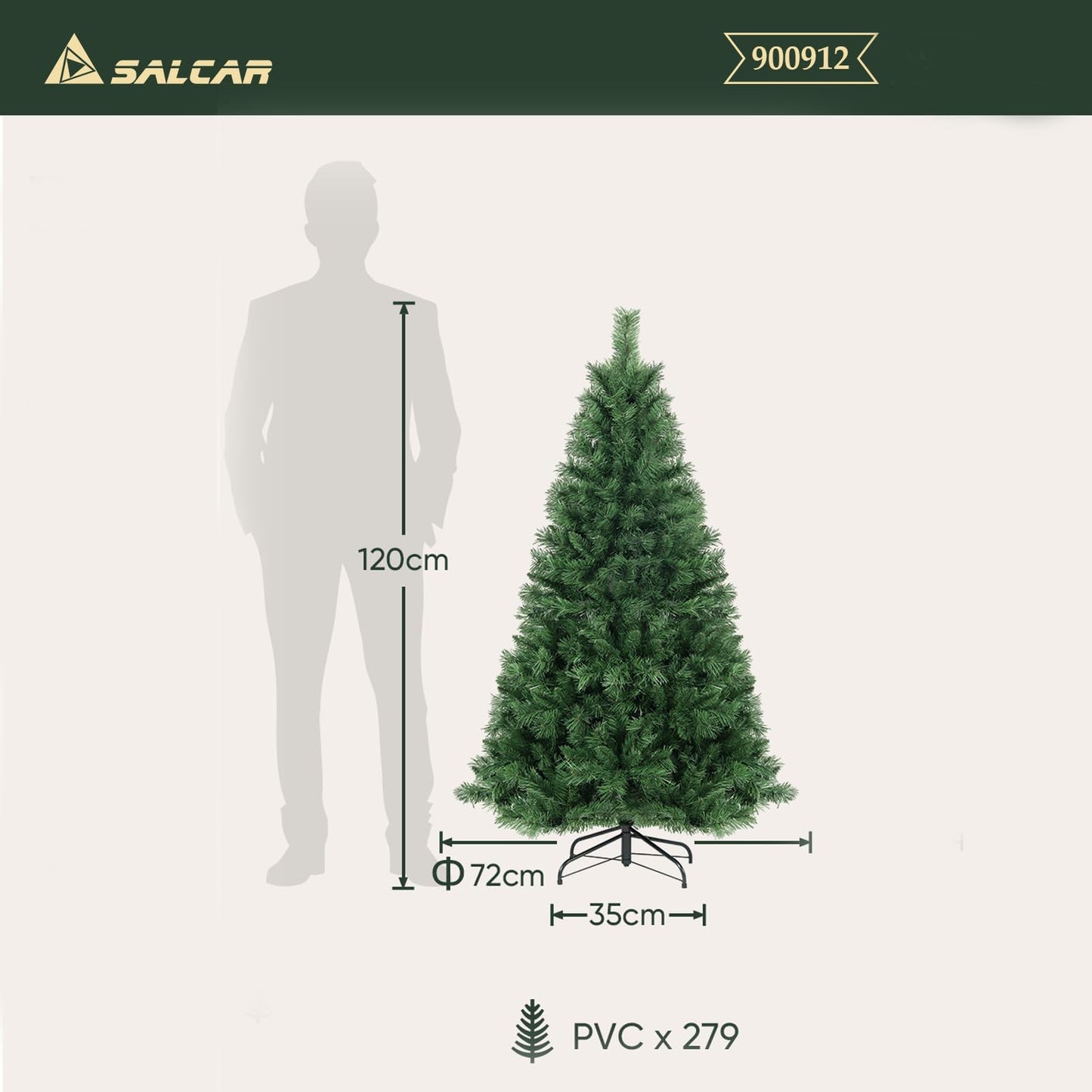 SALCAR Künstlicher Weihnachtsbaum, 60 cm - 270 cm 