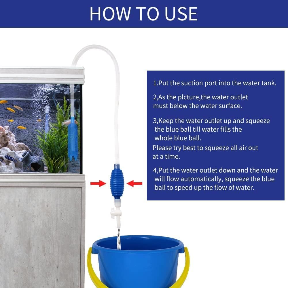 5-in-1 Aquarium Reinigungsset mit Kies Vakuum Siphon Pumpe - Manueller Aquariumreiniger 