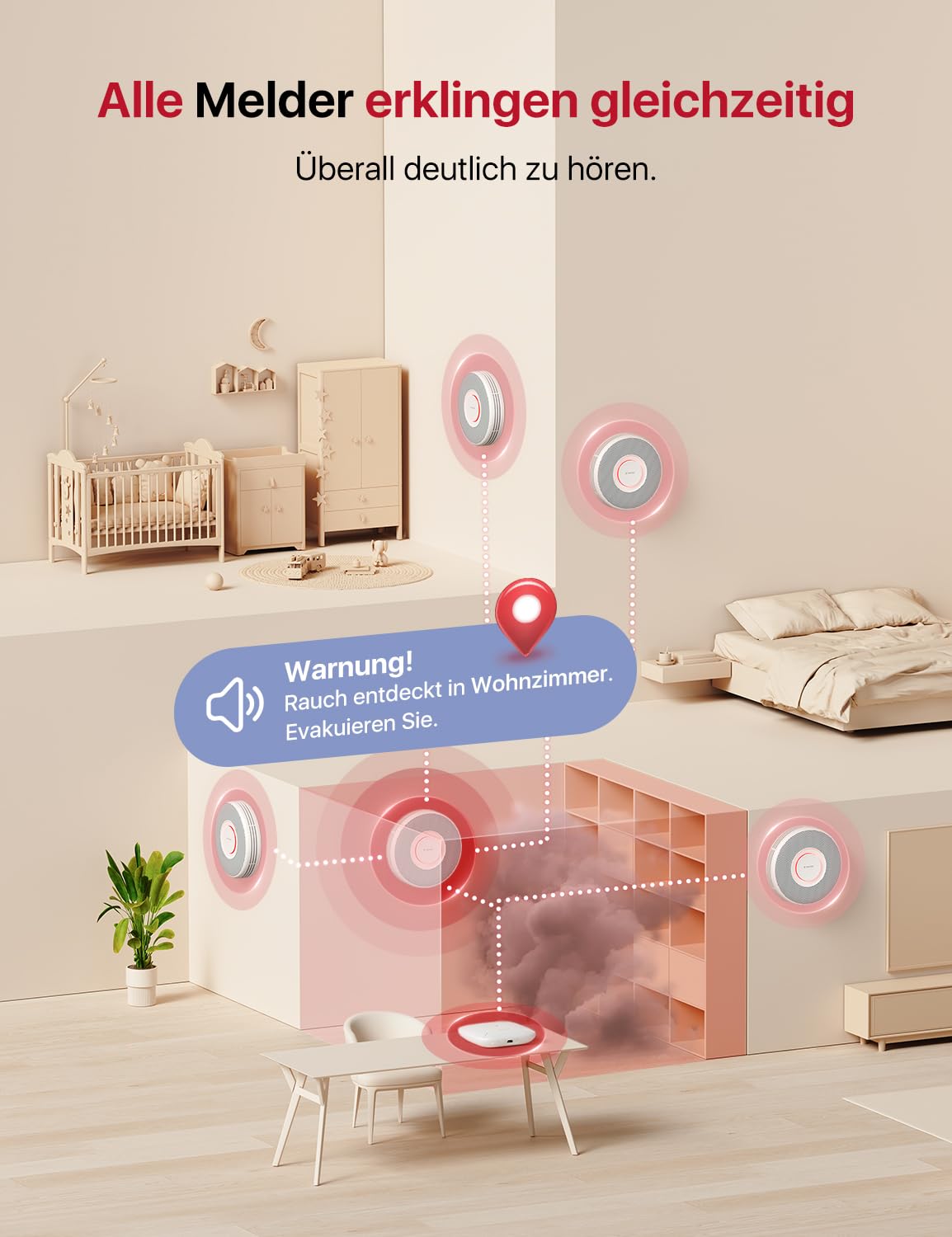 X-Sense Smarter Rauchmelder WLAN mit Sprachausgabe und 17 Standorten, Feuermelder, Rauchmelder, Brandmelder 6 Stück 