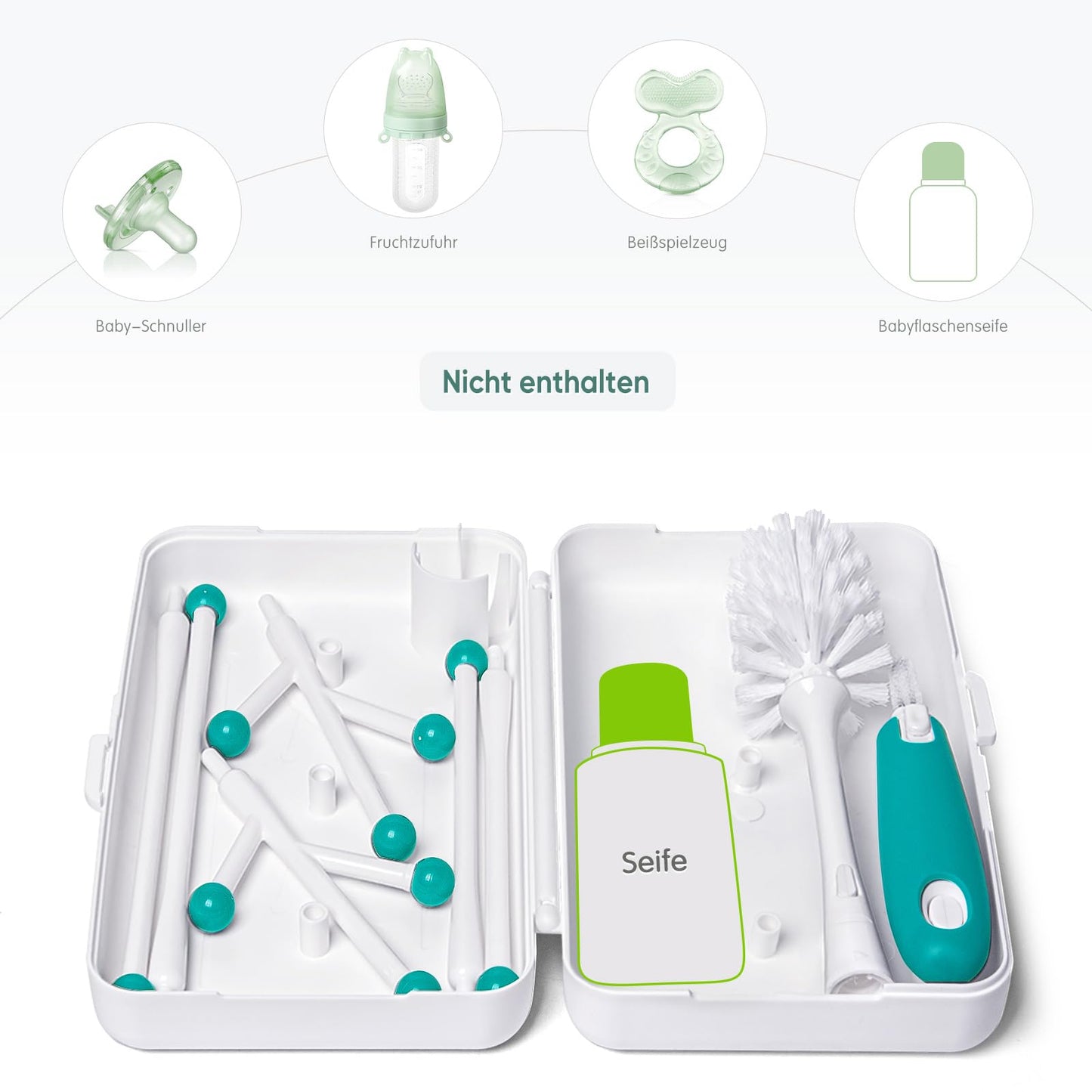 Trockenständer Babyflaschen, Abtropfgestell für Babyflaschen, Flaschen, grauSaudern 