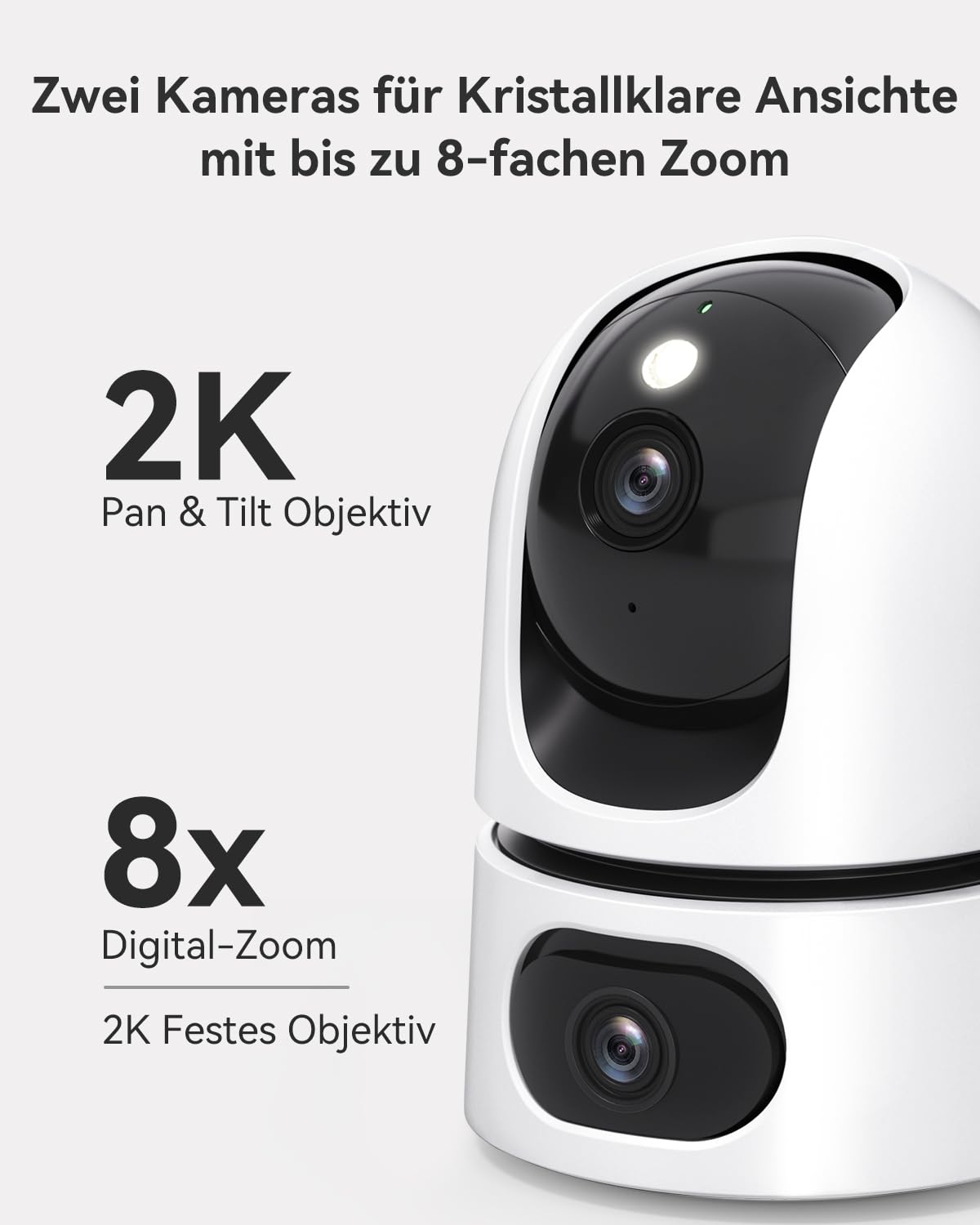 Imou 2K + 2K Dual-Kamerasystem für die Innenüberwachung mit Personen-/Tiererkennung, 2,4/5 GHz WLAN, 360° PTZ-Kamera, Farbnachtsicht, intelligente Verfolgung, Zwei-Wege-Audio, Sirene, Privatmodus, ideal für 