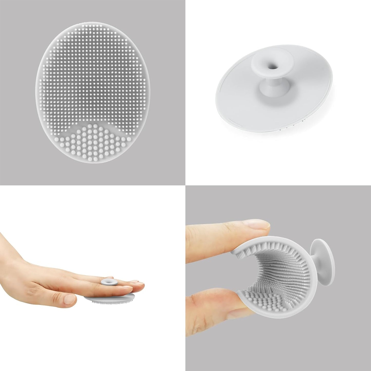 Baby-Bade-Spülbecher, Silikon-Shampoo-Spülbecher mit 2 Kopfhautbürsten für Kleinkinder und Kinder (Grau) 