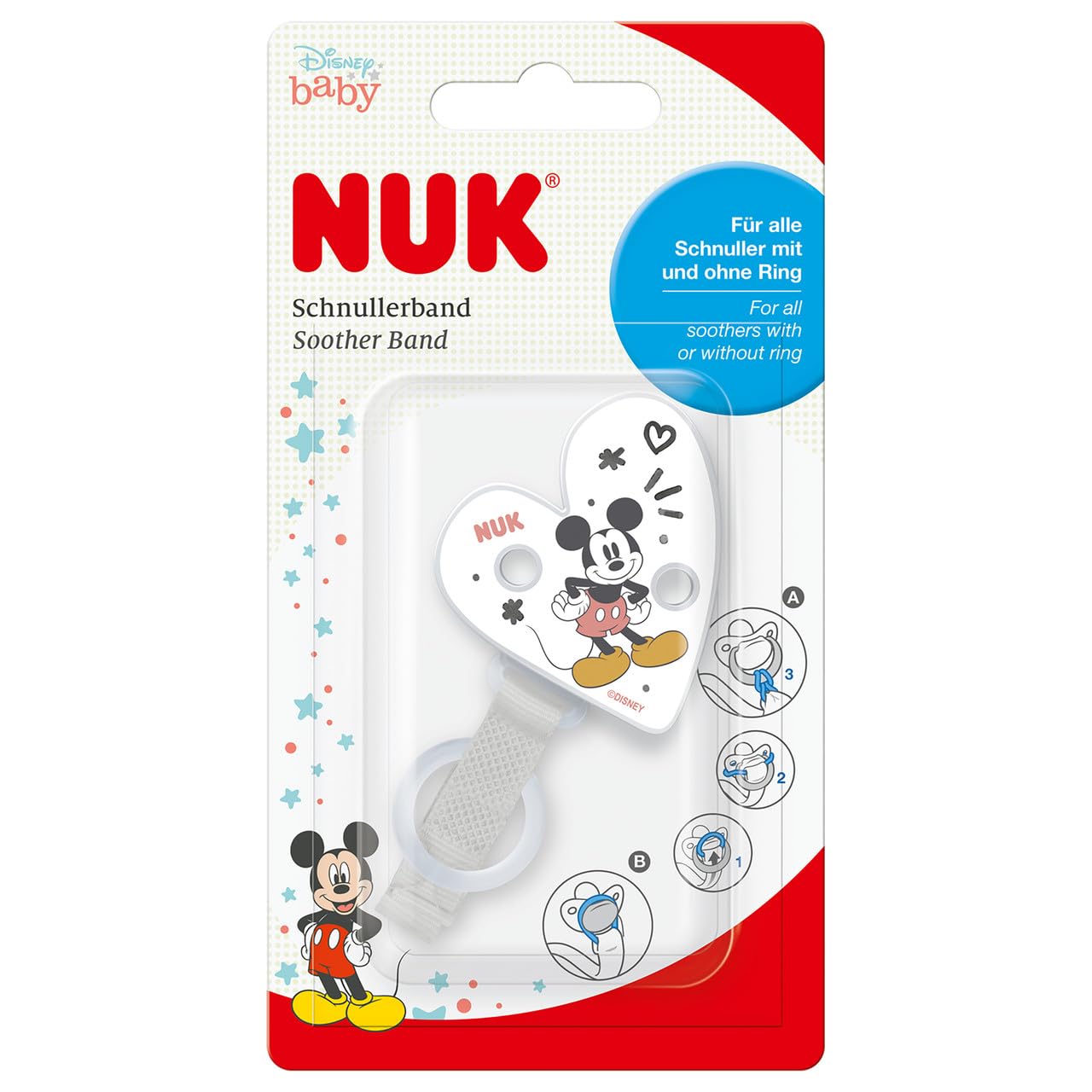 NUK Disney Winnie Puuh Schnullerband &amp; Clip | Für alle Schnuller mit und ohne Ring 
