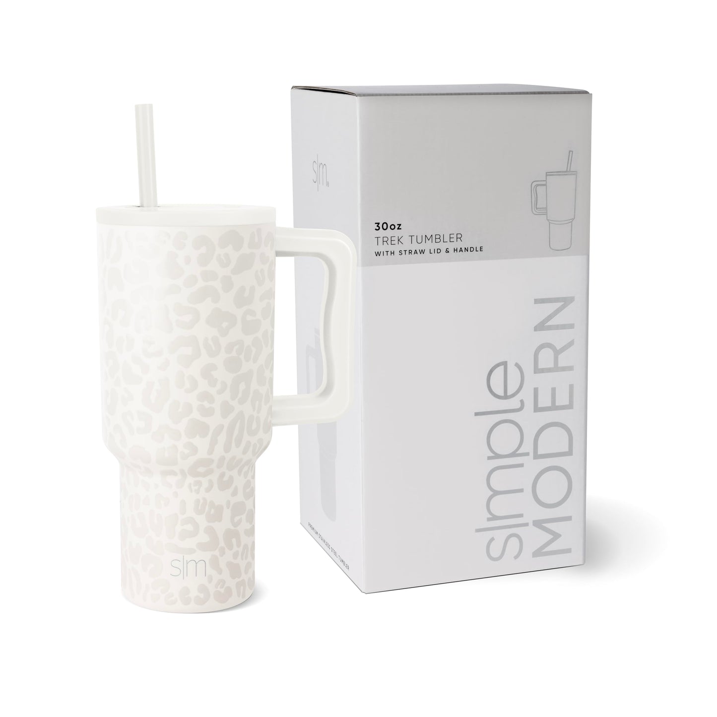 Simple Modern Thermobecher mit Strohhalm und Griff | Isolierter Edelstahl-Trinkbecher Eiskaffee-Reisebecher