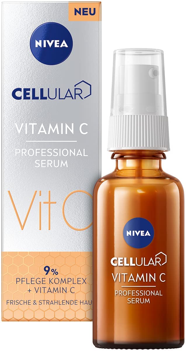 NIVEA Cellular Professional Serum Vitamin C (30 ml), Feuchtigkeitsspendendes Vitamin-C-Serum, Anti-Falten-Serum für einen ebenmäßigeren und strahlenderen Teint 