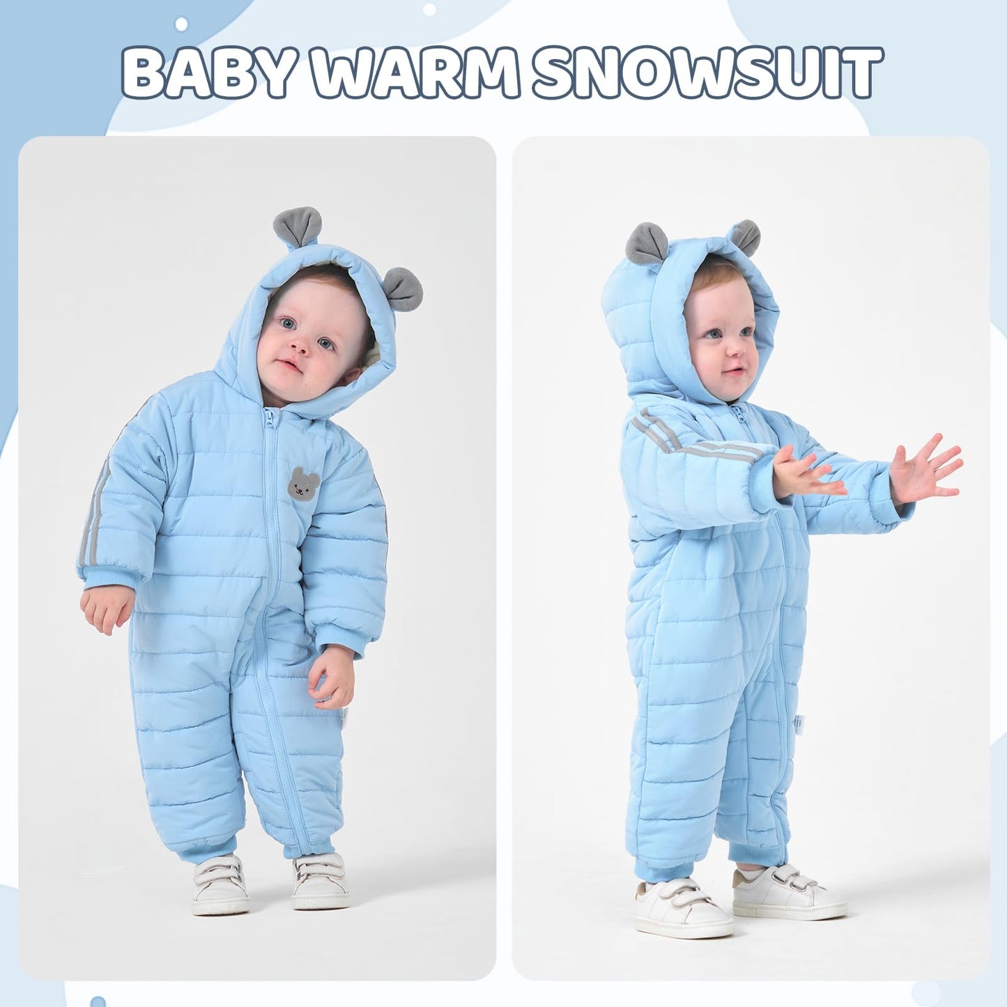 JiAmy Baby Overall Winter, Schneeanzug Baby Jungen Mädchen, Warm Outfits Mit Kapuze