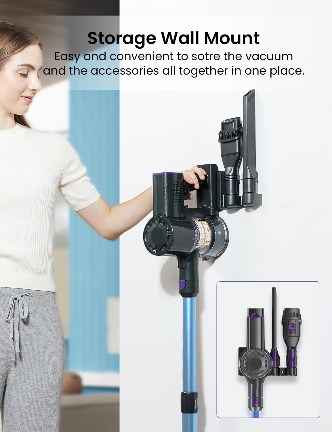 Vexilar V15Max Akku Staubsauger mit Wischfunktion, Freistehende Anti-Haar-Bodendüse für Teppiche Tierhaare