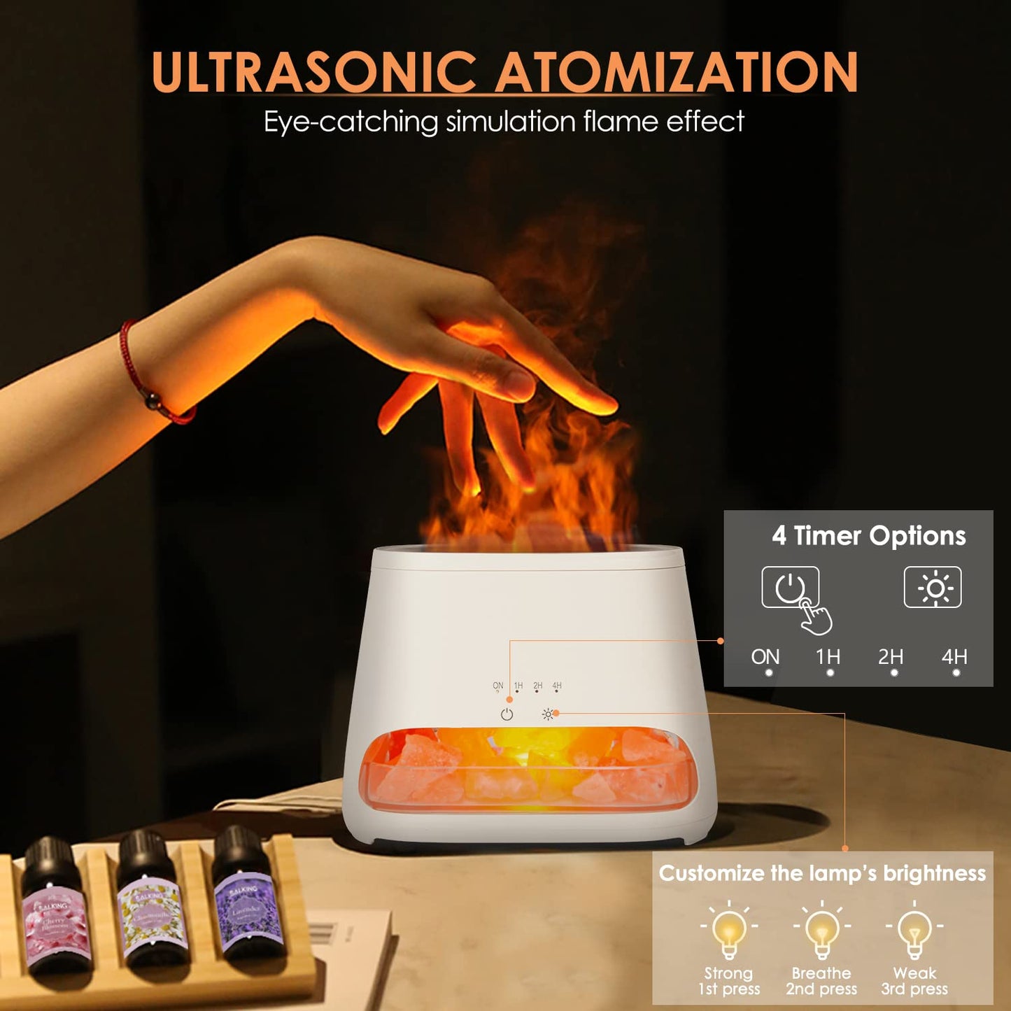 2-in-1 Aroma-Diffusor &amp; Salz-Serie Pakistan Light, Flammeneffekt für ätherische Öle, Luftbefeuchter mit 3 Helligkeitsstufen, 150 ml