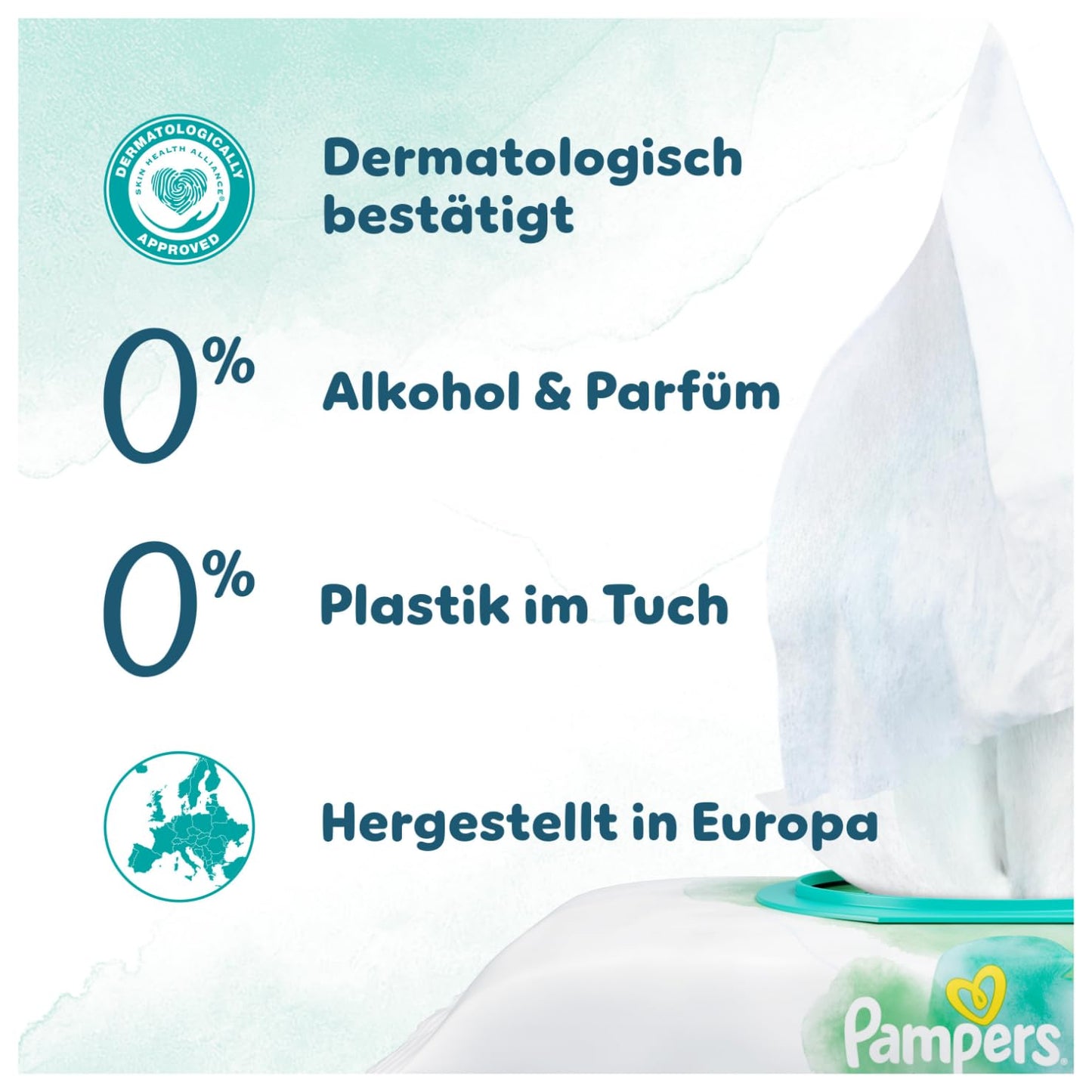 Pampers Harmonie Aqua Feuchttücher, den natürlichen pH-Wert der Haut wiederherzustellen, leichte Lotion mit 99% Wasser