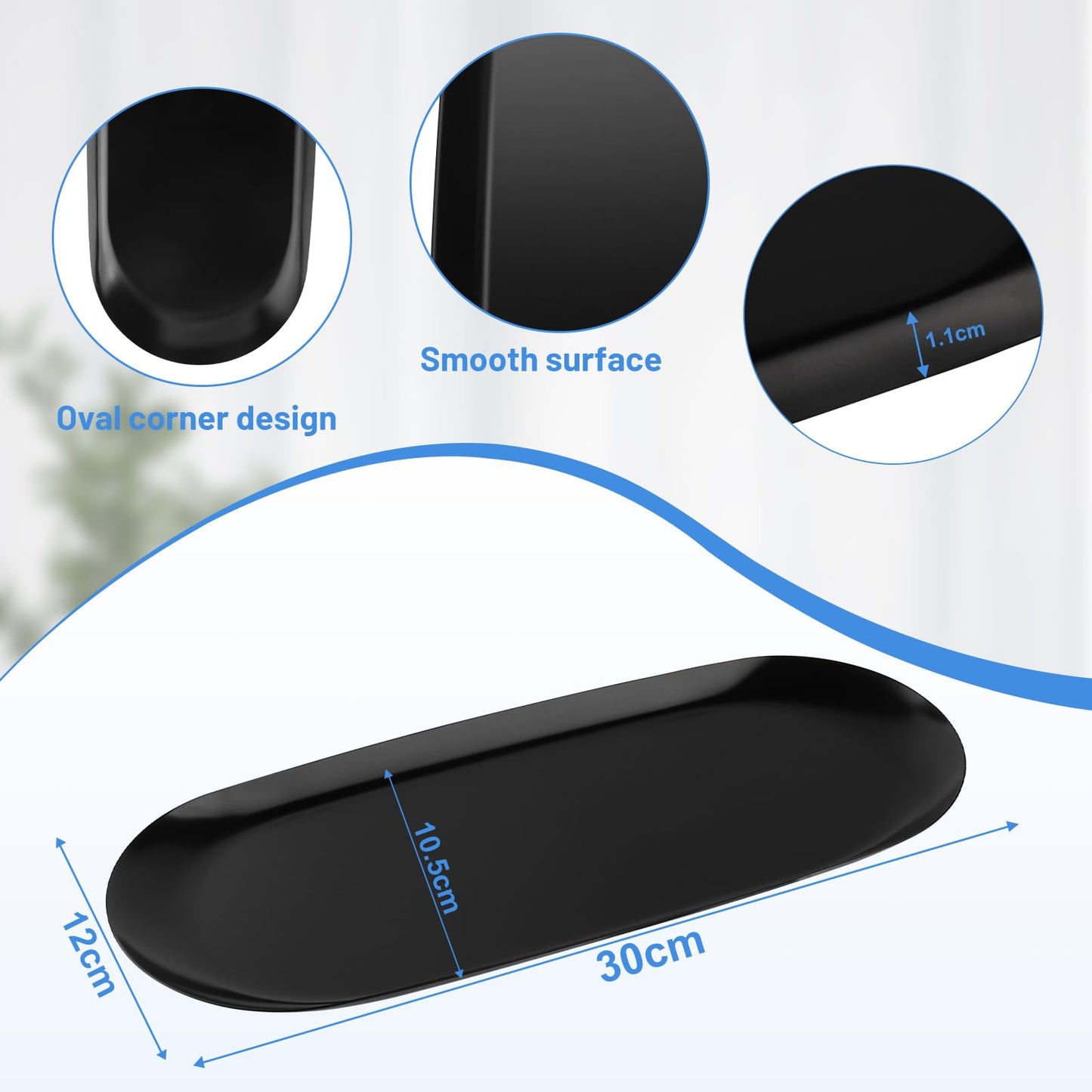 EXLECO 2 Badzimmer Deko Tablett Gold Servierplatte Mini Bad Dekotablett Edelstahl Serviertablett Schmuckschale Kerzentablett Oval Ablageschale für Schmuck Kerzen 