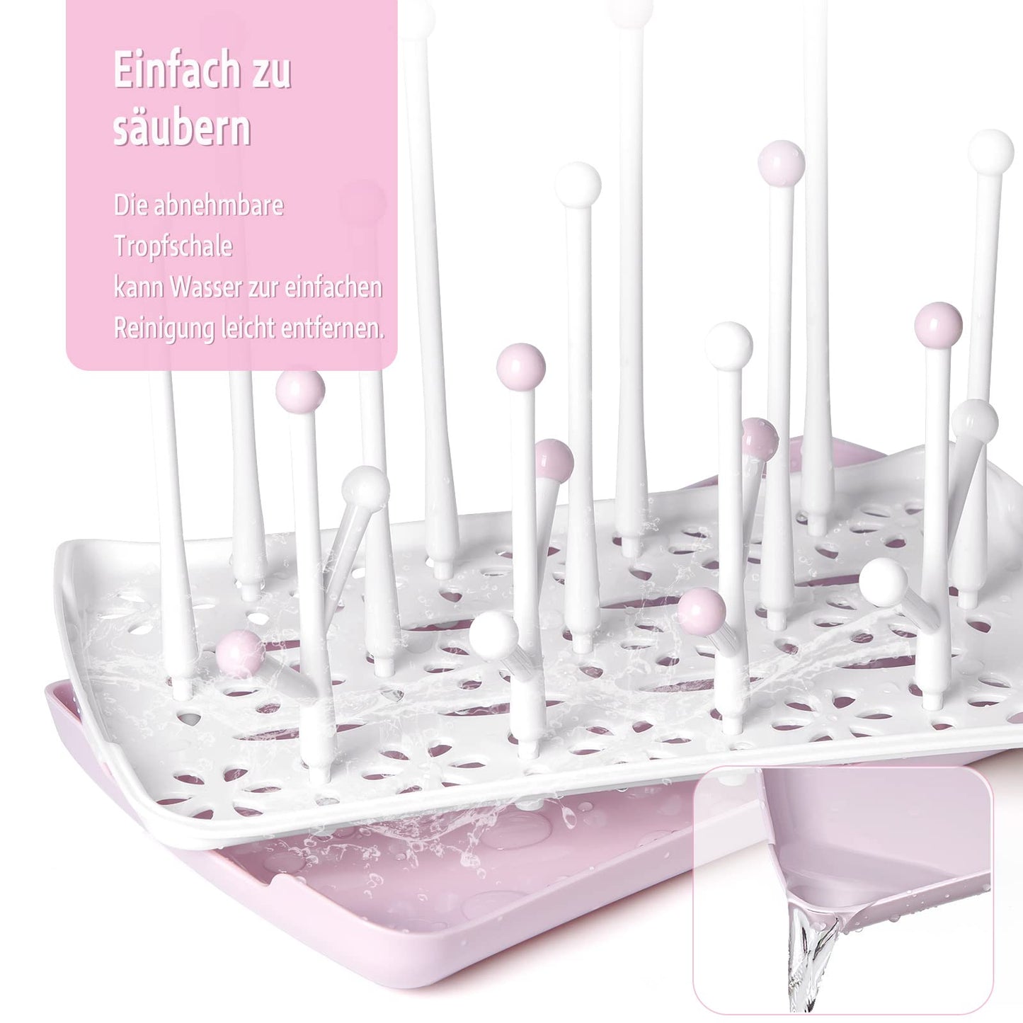 Trockenständer Babyflaschen, Abtropfgestell für Babyflaschen, Flaschen, grauSaudern 