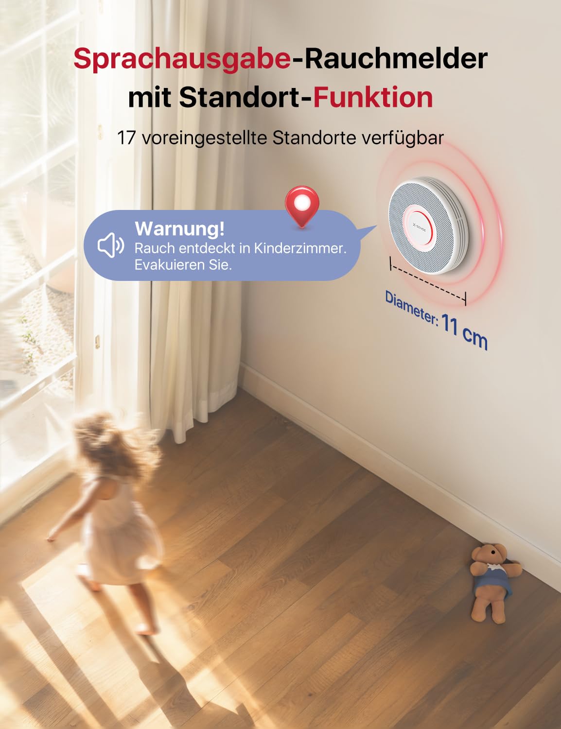 X-Sense Smarter Rauchmelder WLAN mit Sprachausgabe und 17 Standorten, Feuermelder, Rauchmelder, Brandmelder 6 Stück 