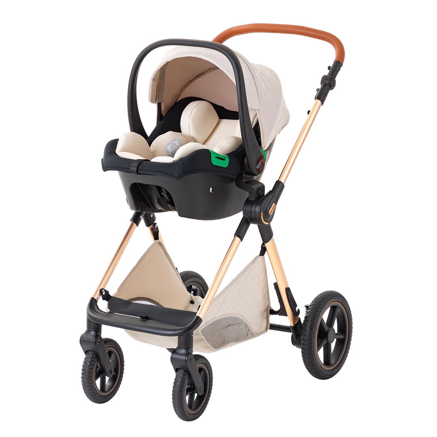 Shineey 3-in-1 Kinderwagen, Buggy, faltbarer Kinderwagen-Satz, Kombi-Kinderwagen 3-in-1 mit großer, komfortabler Babywanne, Gestell aus Aluminiumlegierung 