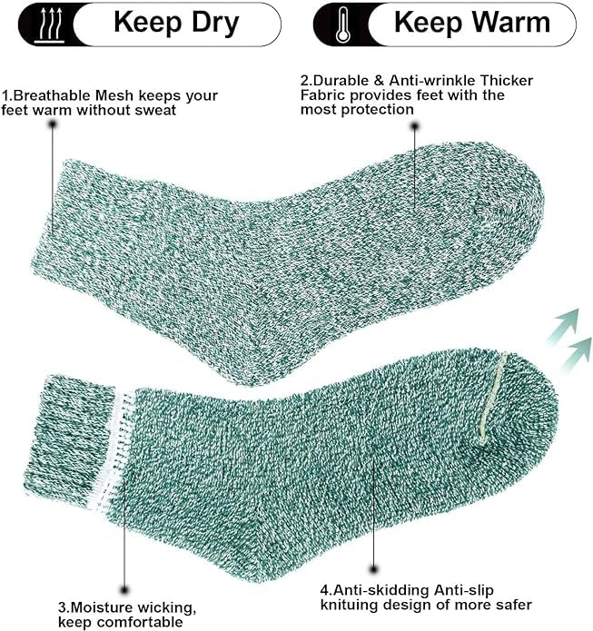 Airabc 5 Paar Damen-Thermosocken, warme Wintersocken, farbenfroh, kuschelig und atmungsaktiv 