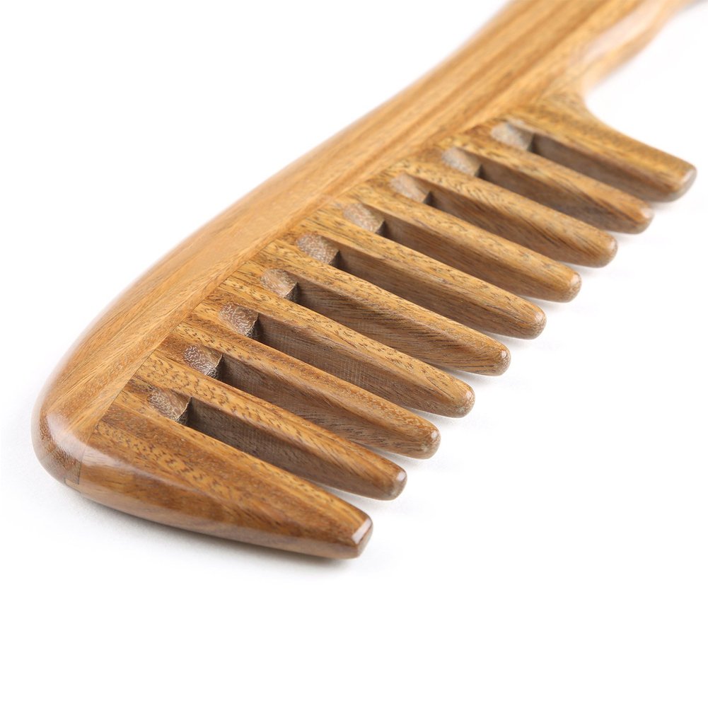Wooden Comb Green Sandalwood Comb Anti-Static Handmade Comb Wide Tooth High Quality Wood Curl Comb