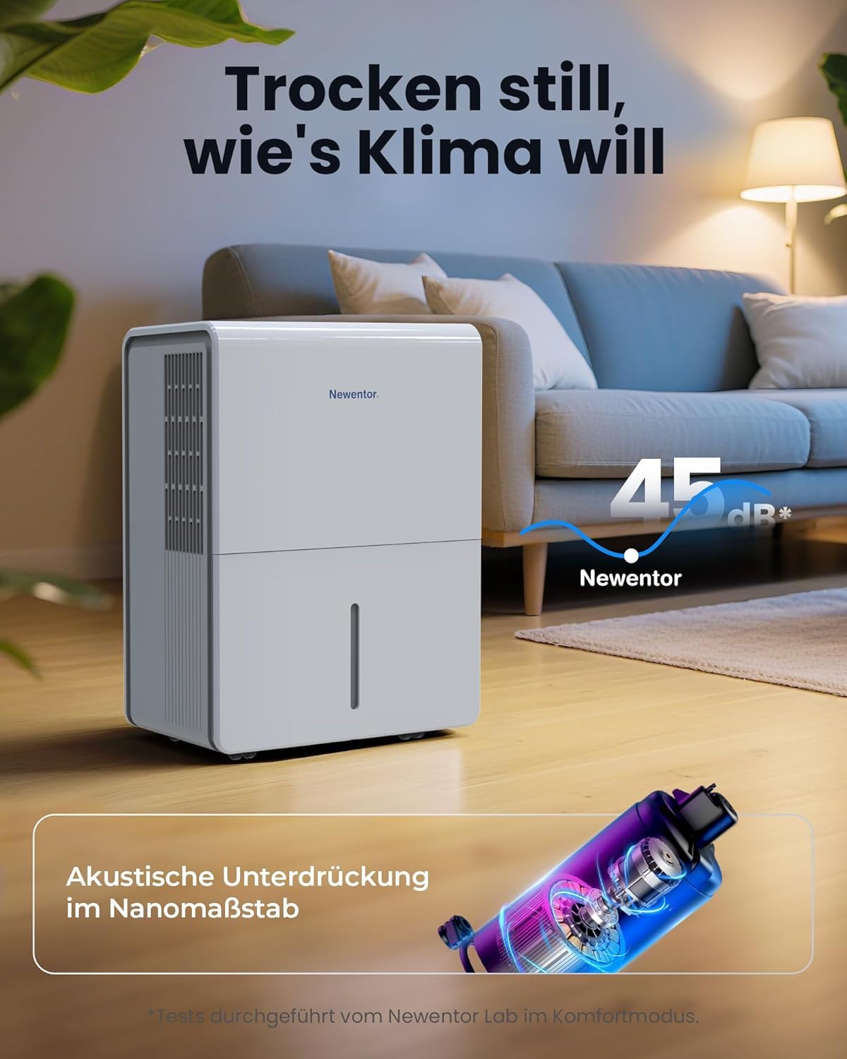 Déshumidificateur d'air 12 L, déshumidificateur de cave électrique 35 dB, déshumidificateur d'ambiance 