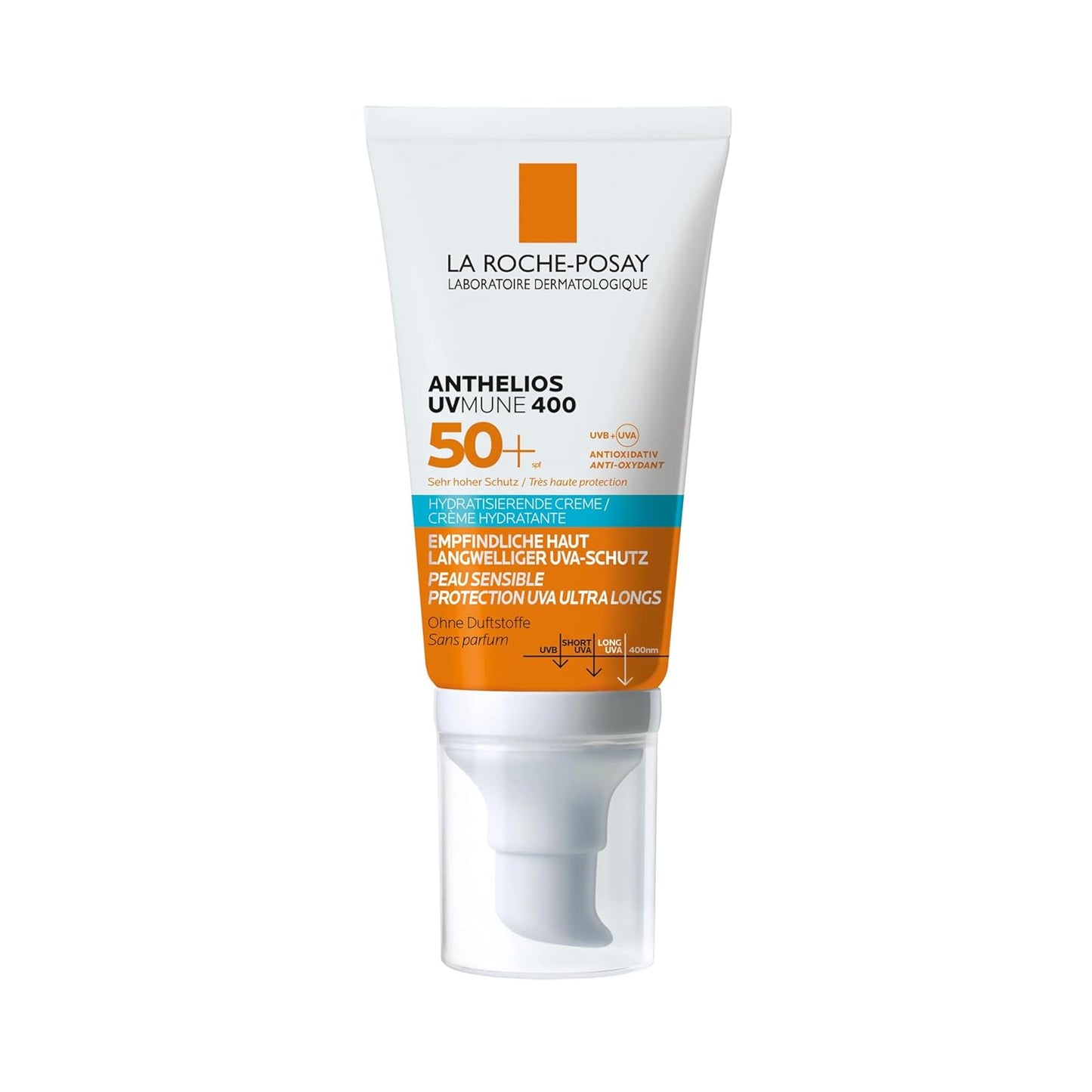 La Roche-Posay ANTHELIOS Feuchtigkeitscreme UVMune 40 für trockene und empfindliche Haut sowie bei Sonnenallergie, LSF 50+, 50 ml 