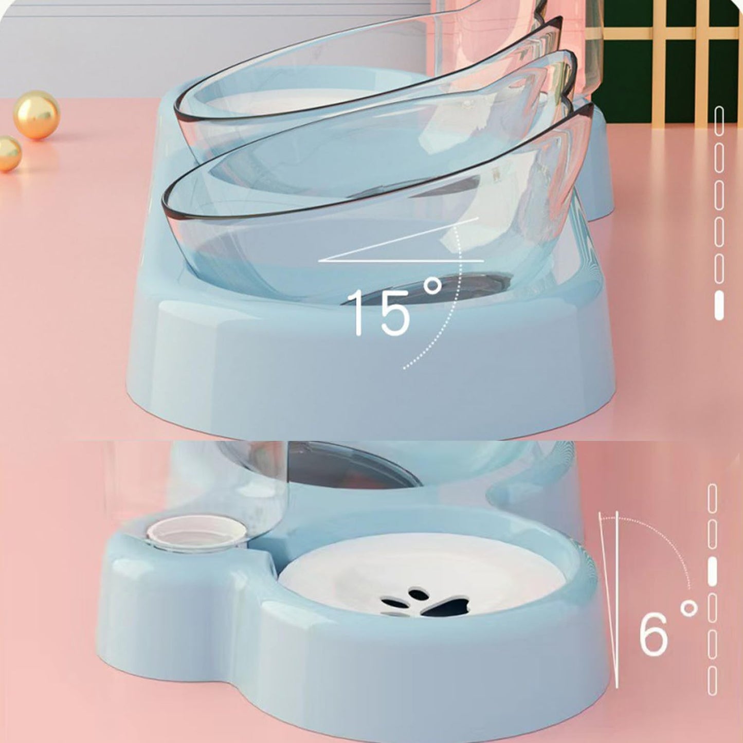 Katzennapf-Set mit Wasserspender | Automatischer Trinkbrunnen für Katzen und Hunde 