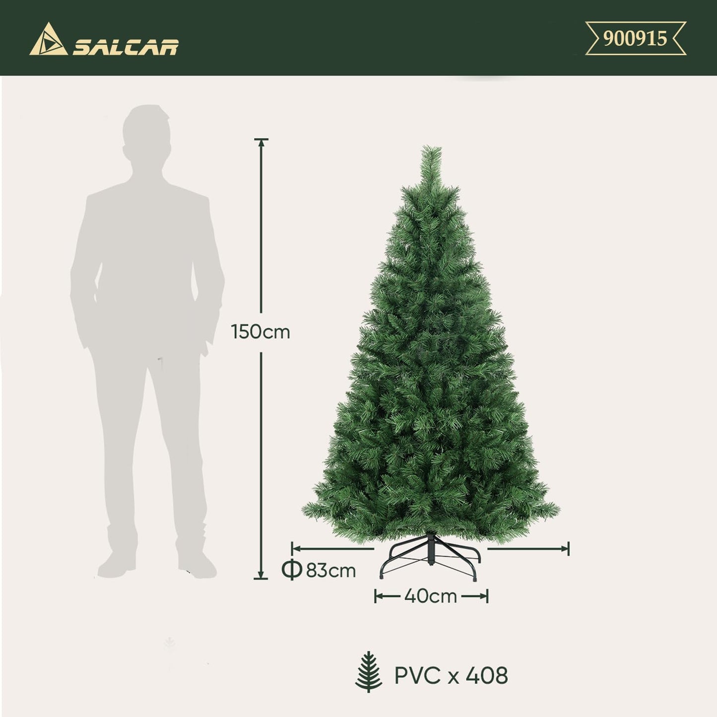SALCAR Künstlicher Weihnachtsbaum, 60 cm - 270 cm 