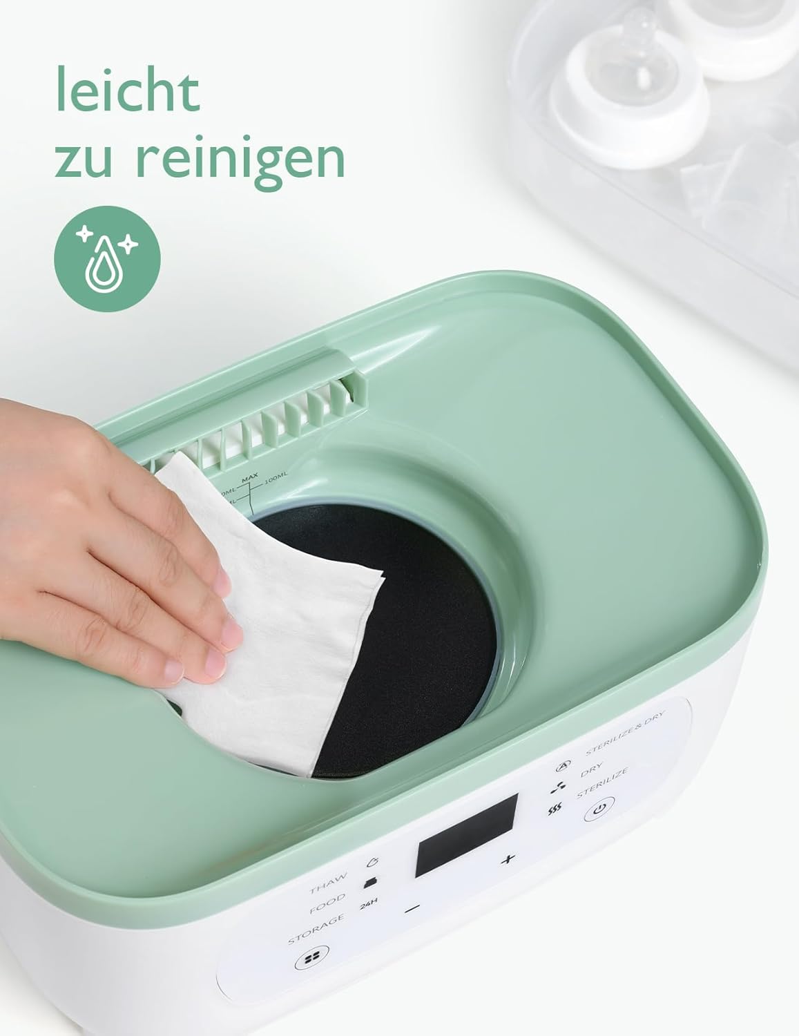 Momcozy Elektrischer 3-in-1-Sterilisator für Babyflaschen mit Trocknungsfunktion – Sterilisiert, trocknet und wärmt, Kapazität für 8 Flaschen, 24 Stunden Keimschutz, multifunktional für Babyzubehör 