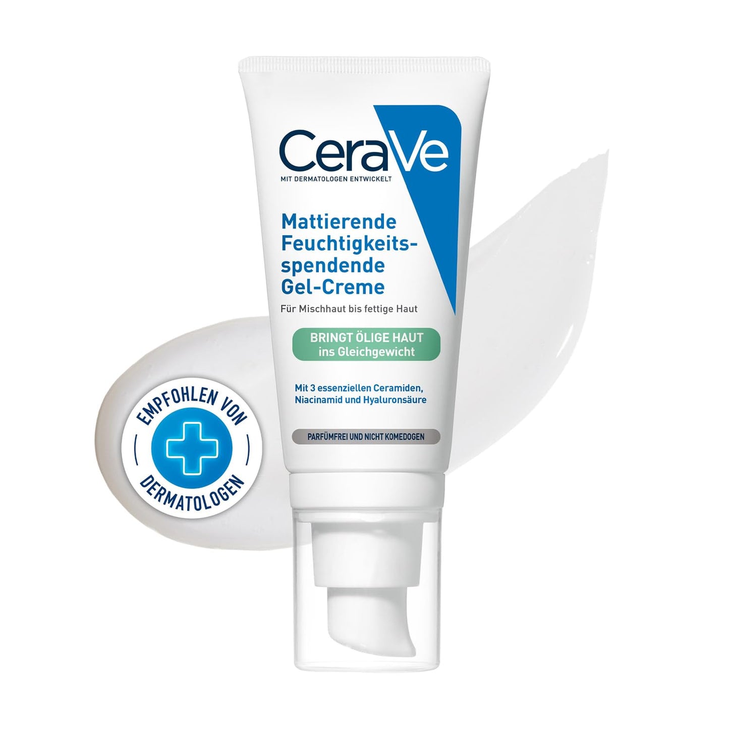 CeraVe Mattierende Feuchtigkeitsgel-Creme für fettige und ölige Haut, mit Hyaluronsäure, Ceramiden und Niacinamid, langanhaltend feuchtigkeitsspendend 