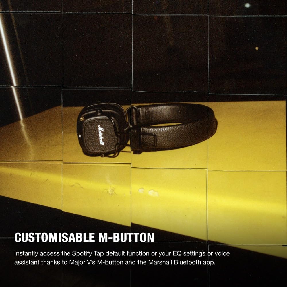 Marshall Major V Bluetooth-Kopfhörer, 100 Stunden Akkulaufzeit – Schwarz 