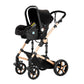 Reenborn 3-in-1 Kinderwagen, Buggy mit zwei umkehrbaren Schiebemodi, Kinderwagen mit Gestell aus Aluminiumlegierung, Babywagen, 3-in-1 Komplettset mit Ein-Klick-Faltmechanismus 