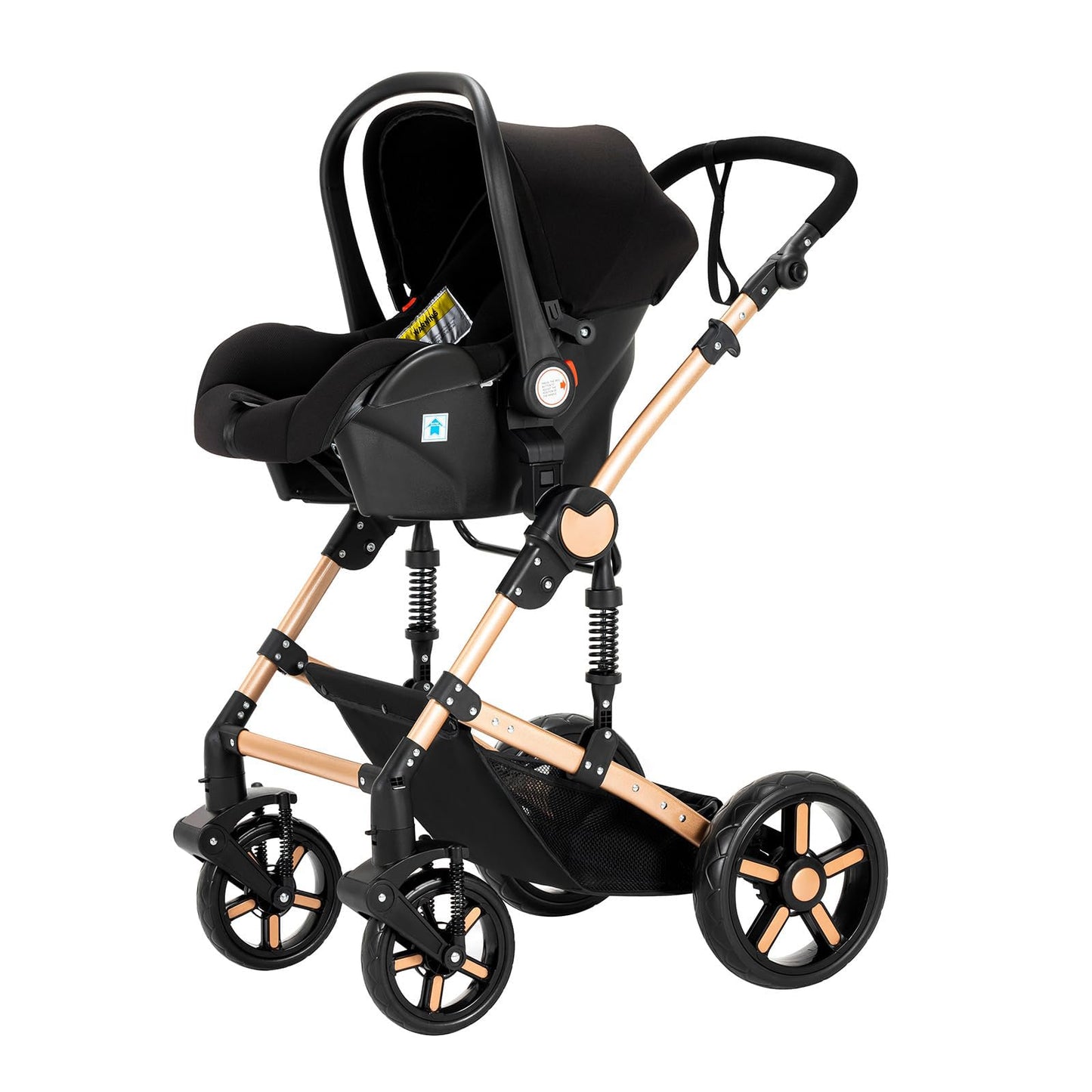 Reenborn 3-in-1 Kinderwagen, Buggy mit zwei umkehrbaren Schiebemodi, Kinderwagen mit Gestell aus Aluminiumlegierung, Babywagen, 3-in-1 Komplettset mit Ein-Klick-Faltmechanismus 