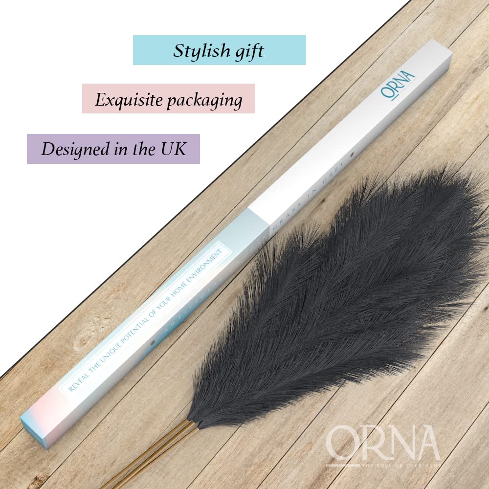 ORNA Künstliches Pampasgras, künstliche Blume, lange Zweige, extra flauschig, 114 cm hoch (3 Stängel x 20 Zweige) für moderne Wohndekoration 