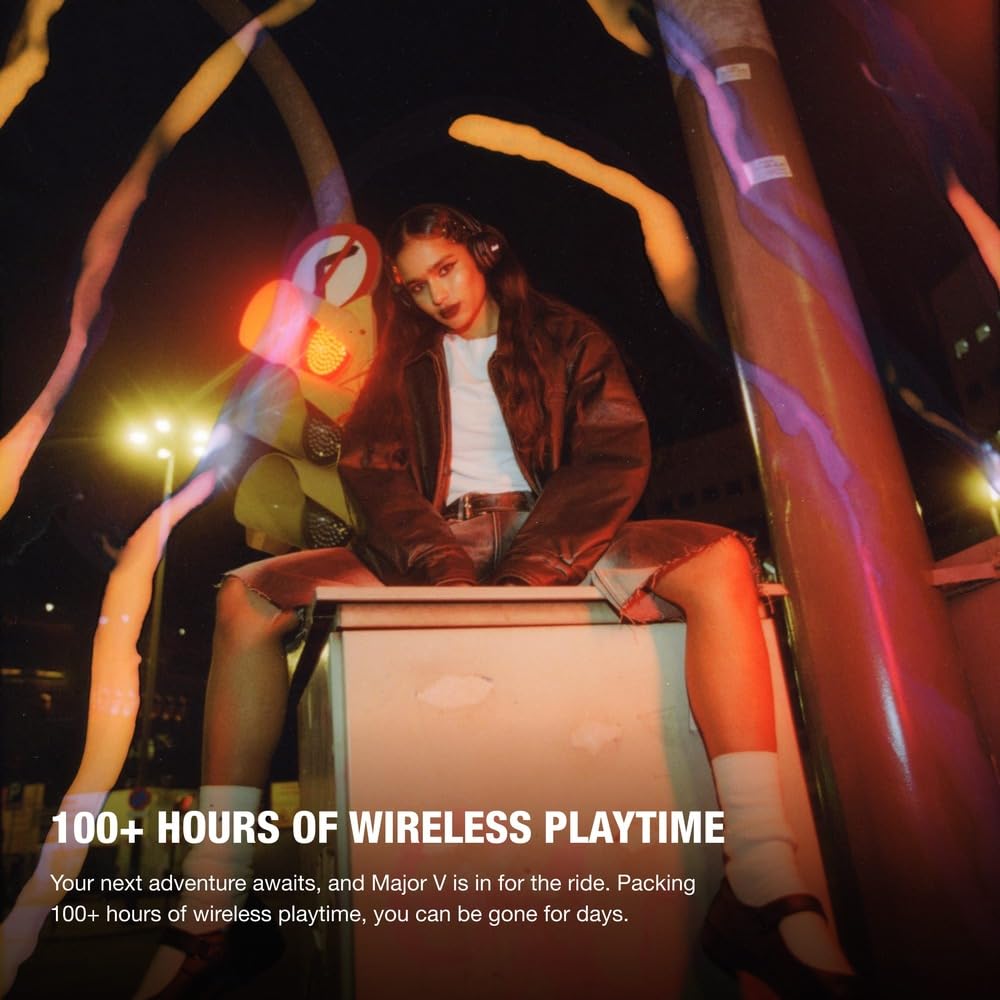 Marshall Major V Bluetooth-Kopfhörer, 100 Stunden Akkulaufzeit – Schwarz 