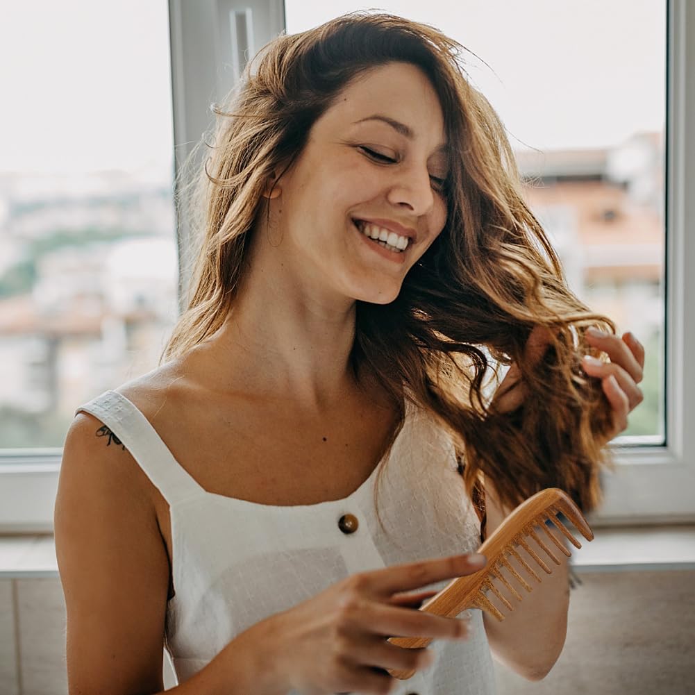 Wooden Comb Green Sandalwood Comb Anti-Static Handmade Comb Wide Tooth High Quality Wood Curl Comb