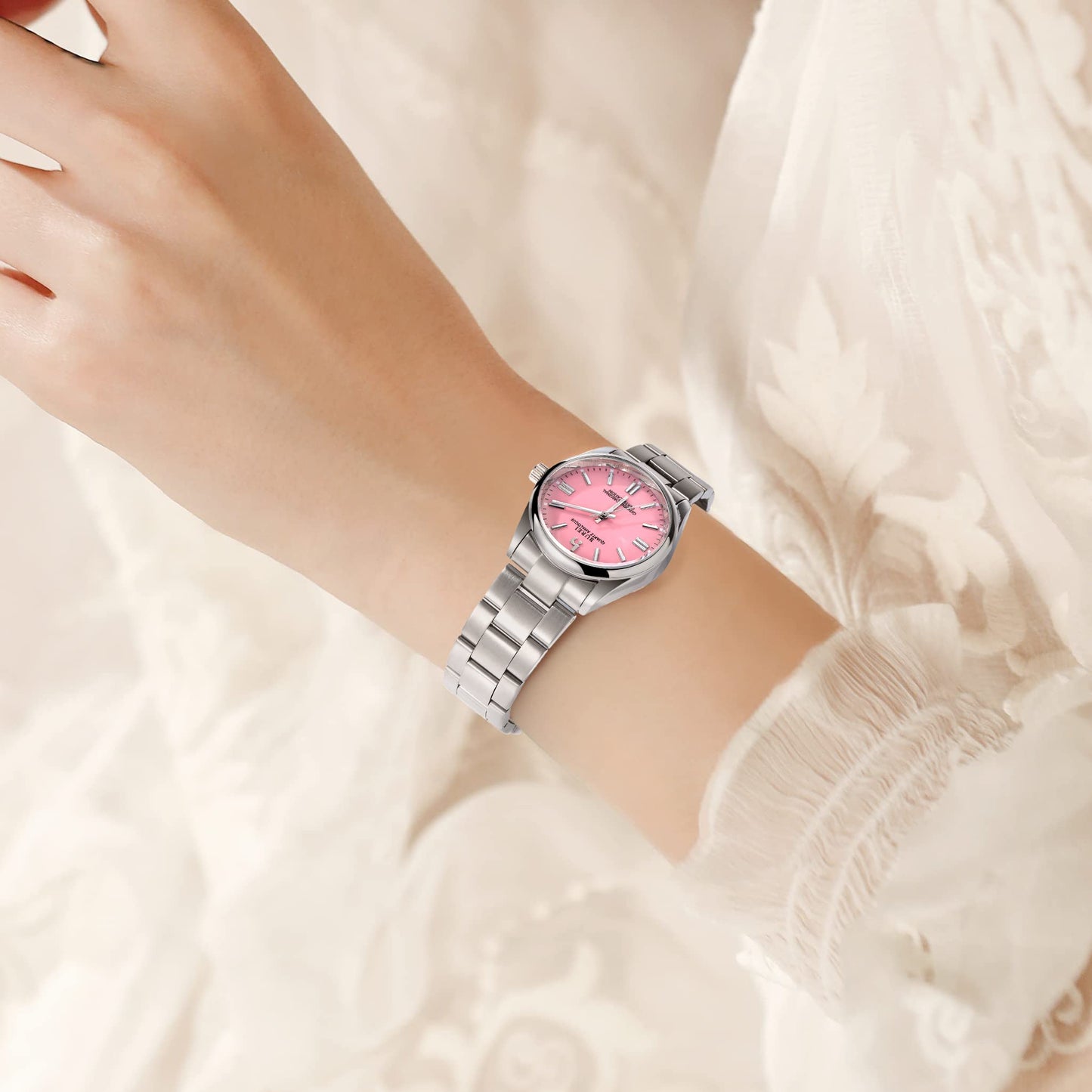 BUREI Women's Fashion Watch Analogue Quartz Steel Women Watch Business Dress