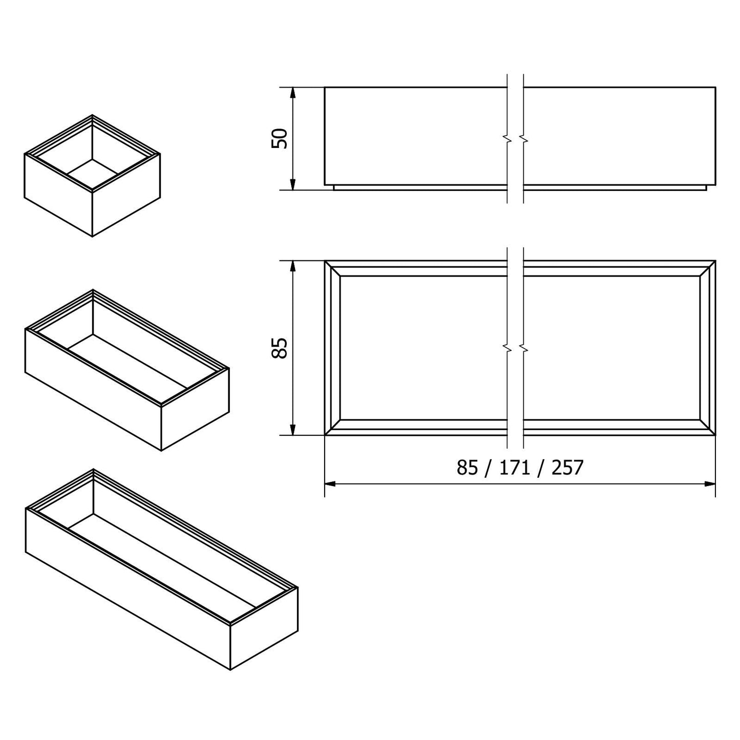 Orga-Box Schubladen-Organizer BAMBUS Aufbewahrungsbox 6 teilig 