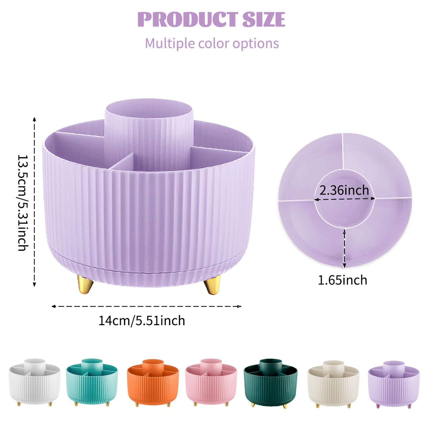 Make up Organizer 360° Drehbar, Pinselhalter Kosmetik Aufbewahrung mit 5 Fächern, Aesthetic Schminktisch Organizers für Zimmer Decor Frisiertisch 