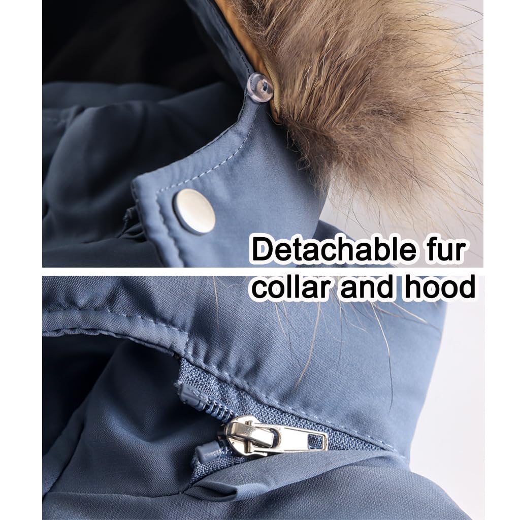 BRONG Baby Schneeanzug Winter 2 Stück Daunenjacke Mantel mit Schnee Lätzchen Hose Jungen Mädchen Skianzug
