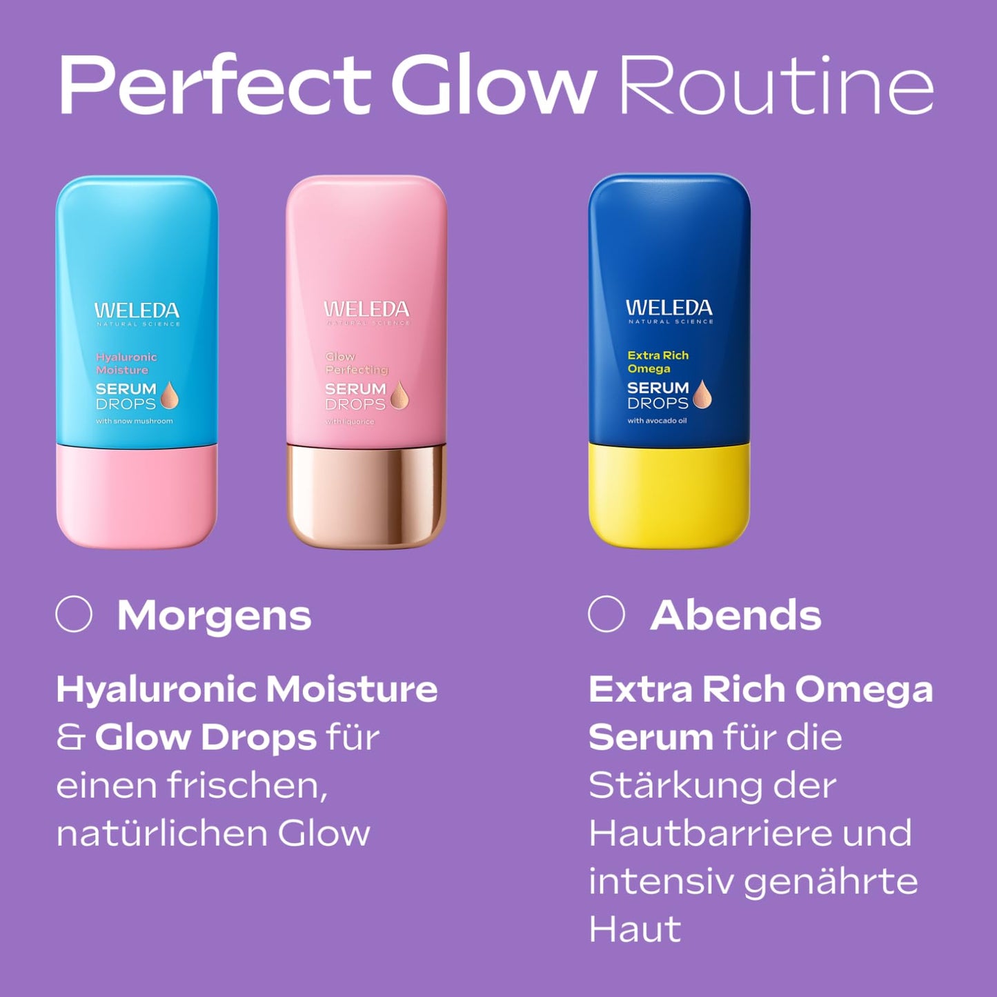 Weleda Organic Skin Food Glow Serum Drops – Natürliche Kosmetik-Booster-Tropfen mit Süßholz und lichtreflektierenden Pigmenten für einen strahlenden Teint und gegen Pigmentflecken 