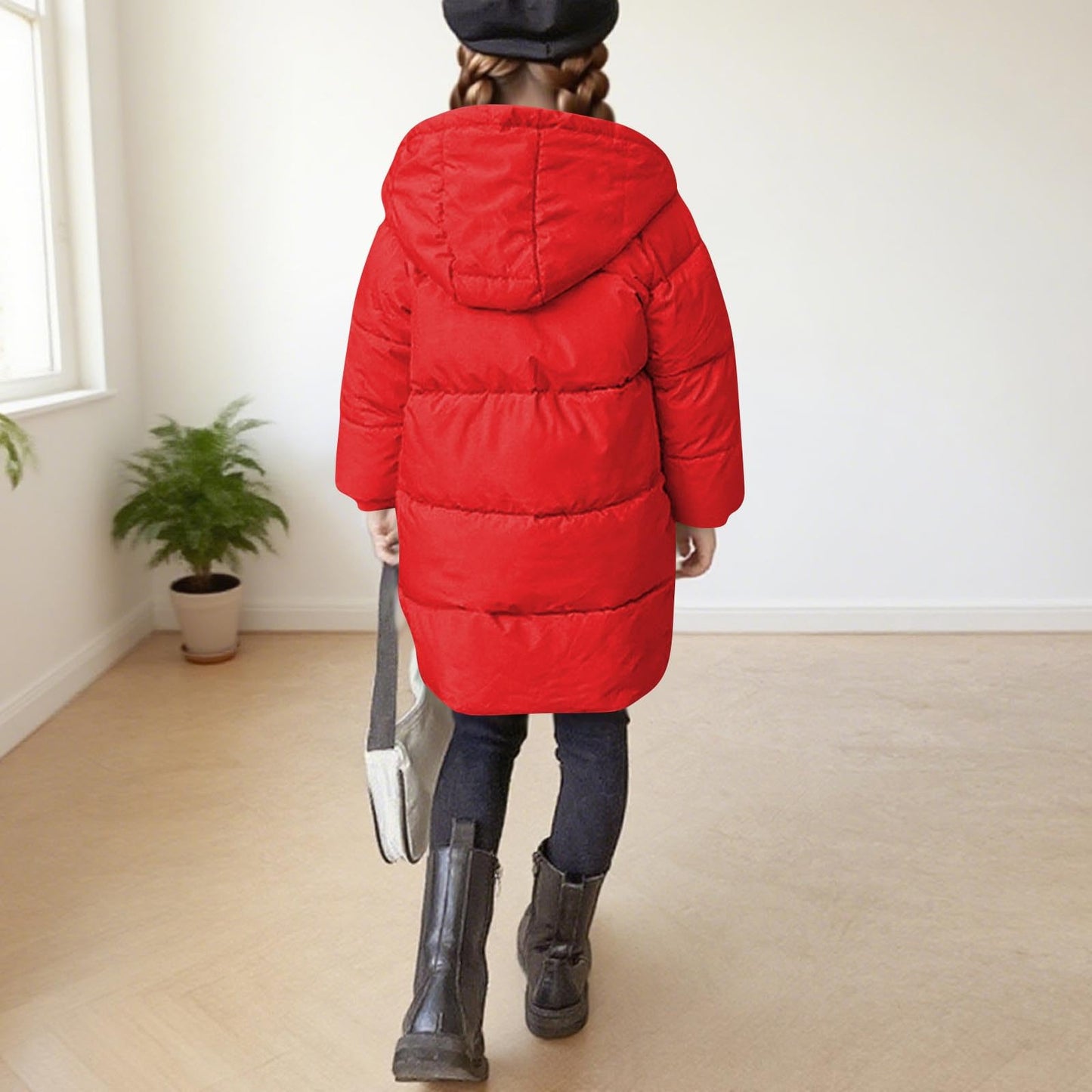 Wintermantel Mädchen Lang Daunenmantel, KODMNSW Warm Puffer Mantel Winterjacke mit Kapuze 