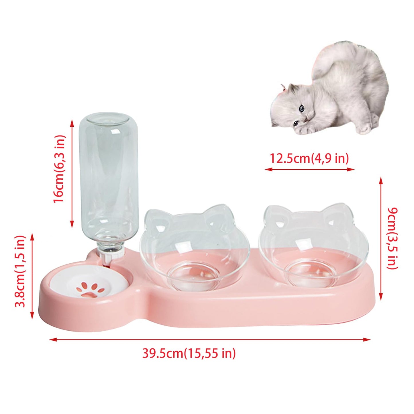 Katzennapf-Set mit Wasserspender | Automatischer Trinkbrunnen für Katzen und Hunde 