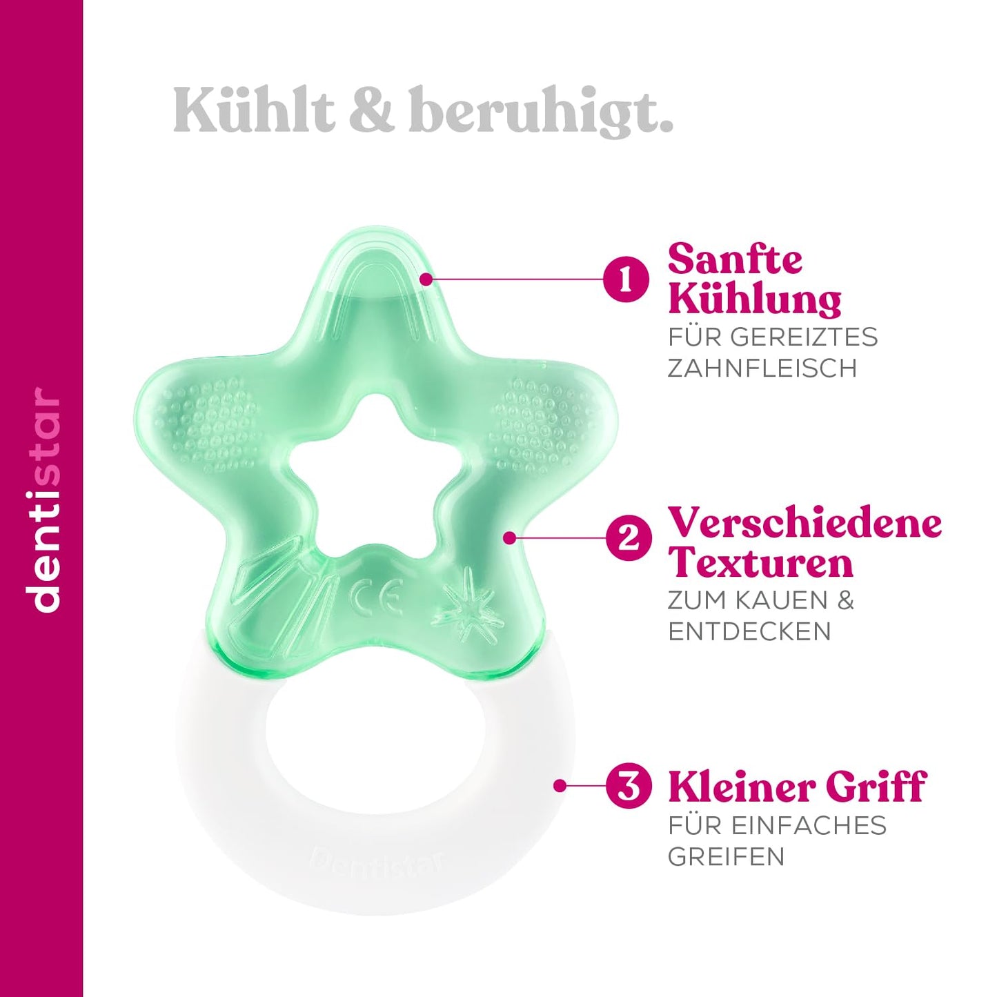 Schnuller - Beißring für Babys ab 3 Monaten - Kühlender Zahnungseffekt 