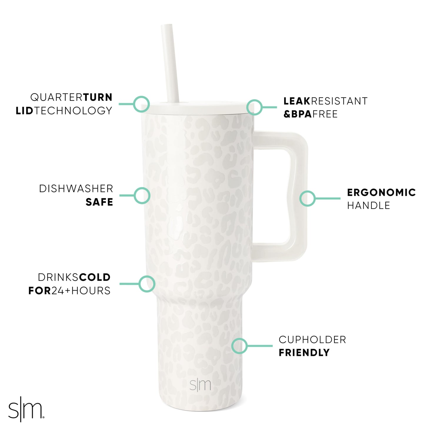 Simple Modern Thermobecher mit Strohhalm und Griff | Isolierter Edelstahl-Trinkbecher Eiskaffee-Reisebecher
